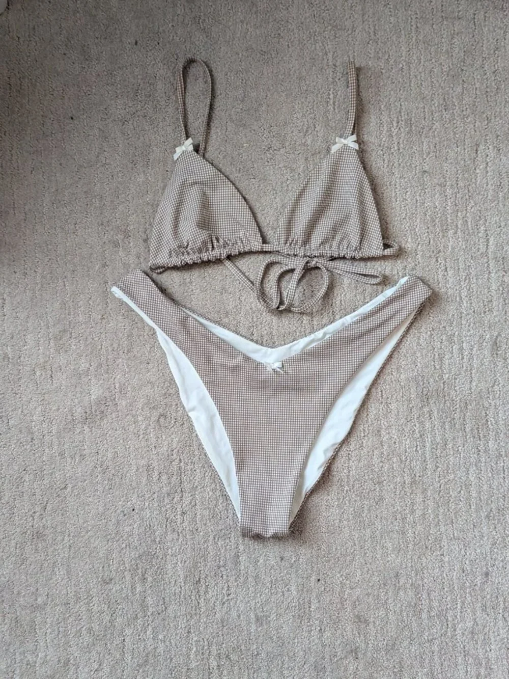 Frankie's Bikinis Brown Gingham Bikini Set